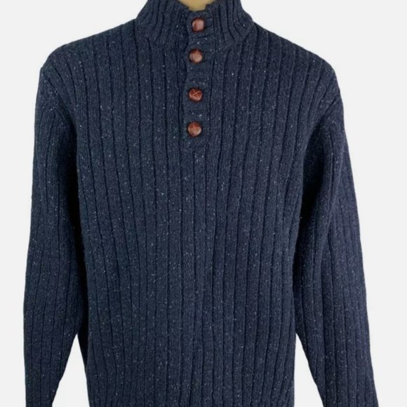 Brunella Gori Men’s XXL Sweater 1/4 Button Lambswool Nylon Blue Unique - Picture 9 of 9